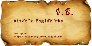 Vitéz Boglárka névjegykártya